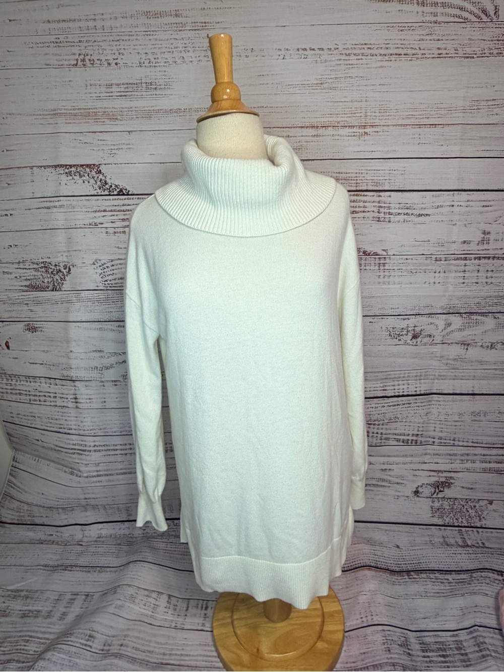 LOFT Cream Cowl Neck Tunic Sweater